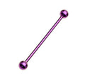 PVD Purple 14 to 16 Gauge Industrial Barbell with Ball End