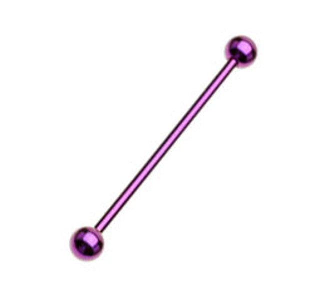 PVD Purple 14 to 16 Gauge Industrial Barbell with Ball End