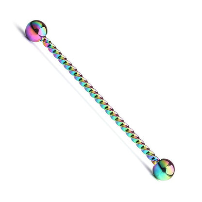 Surgical Steel 14 Gauge Industrial Barbell with Braided PVD - photo 8