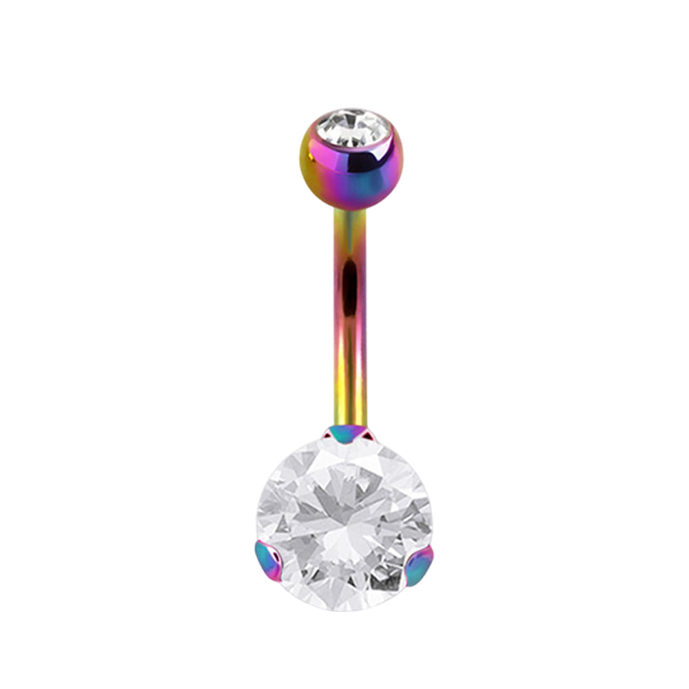 Surgical Steel Belly Button Ring 14G 14mm with CZ & PVD Colors - photo 7