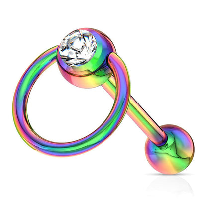 Surgical Steel 14 Gauge Tongue Barbell with CZ Door Knocker - photo 6