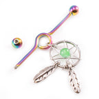 Surgical Steel 14 Gauge Dream Catcher Industrial Barbell with Retainer - photo 5