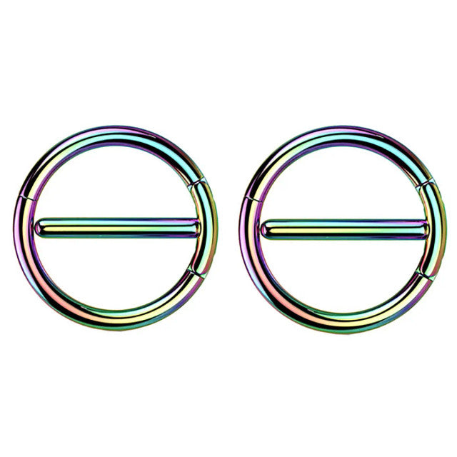 Surgical Steel 14 Gauge Dual Hinged Nipple Shield Ring - Pair - photo 8