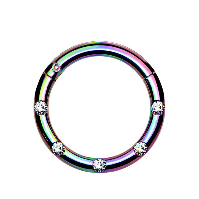 Surgical Steel 16 Gauge Hinged Segment Ring with Front Facing CZ - photo 3