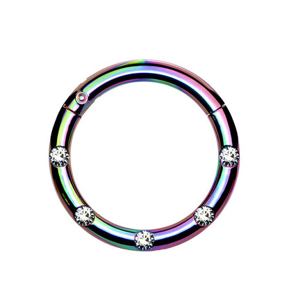 Surgical Steel 16 Gauge Hinged Segment Ring with Front Facing CZ - photo 3