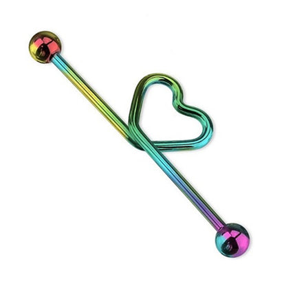 Surgical Steel 14 Gauge Industrial Barbell with Heart - photo 2