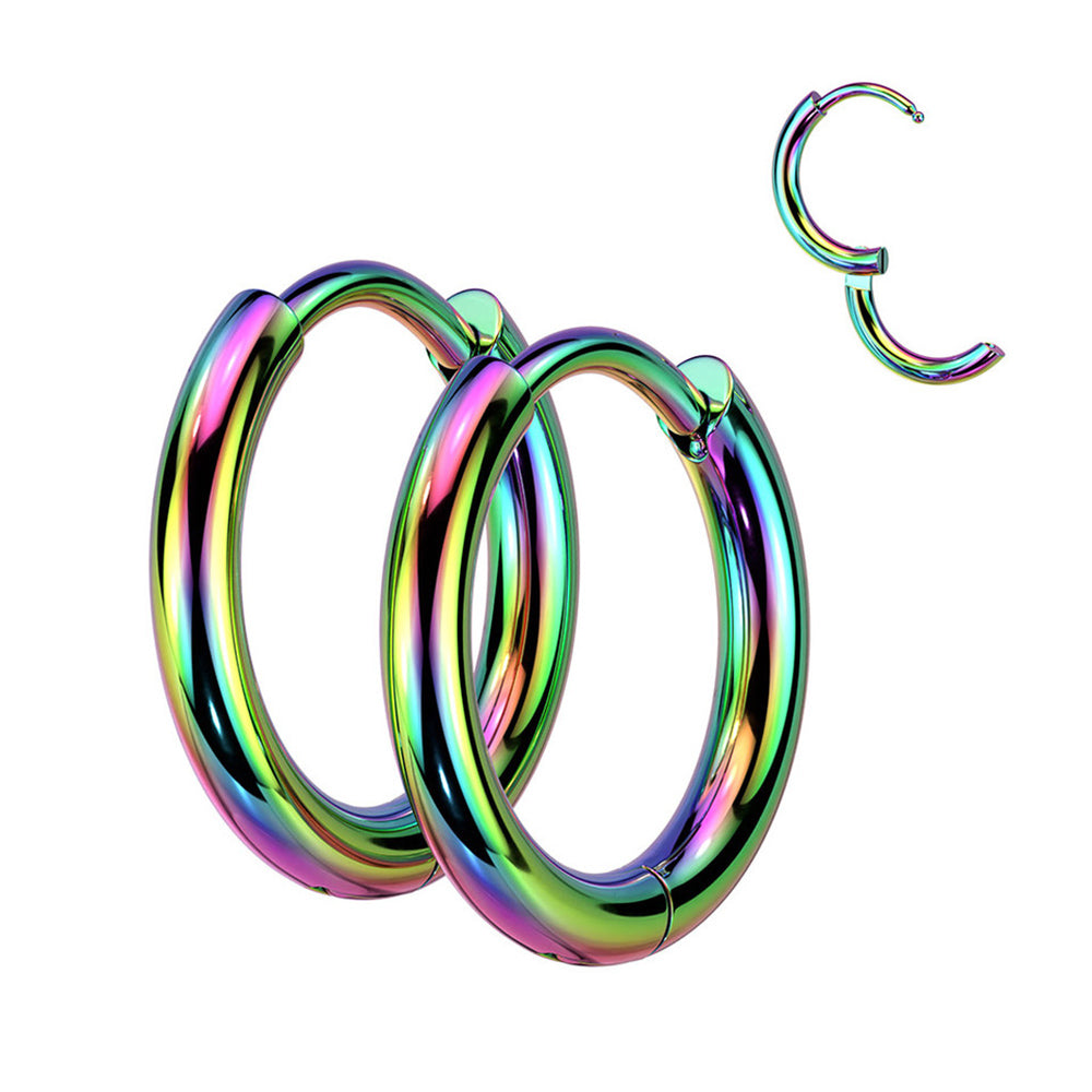 Surgical Steel 18 Gauge Hinged Clicker Huggie Hoop Earrings
