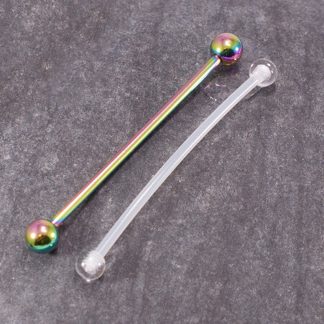 Surgical Steel 14 Gauge Industrial Barbell 38mm with Retainer - Pair