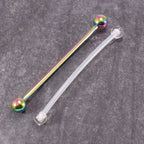 Surgical Steel 14 Gauge Industrial Barbell 38mm with Retainer - Pair