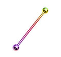 PVD Rainbow Surgical Steel 14 & 16G Industrial Barbell Ball End