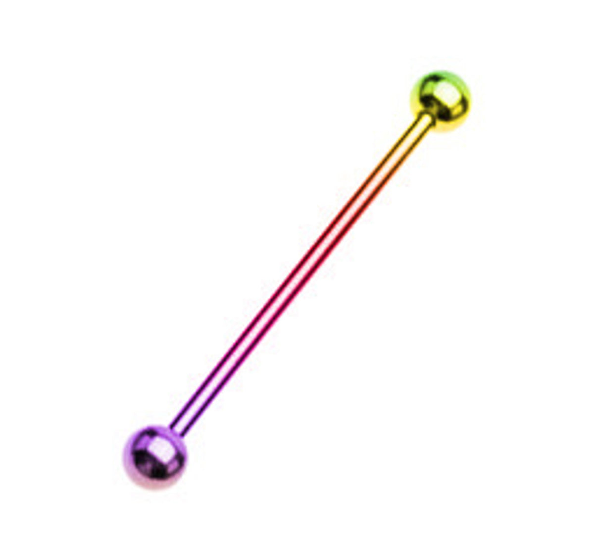 PVD Rainbow Surgical Steel 14 & 16G Industrial Barbell Ball End