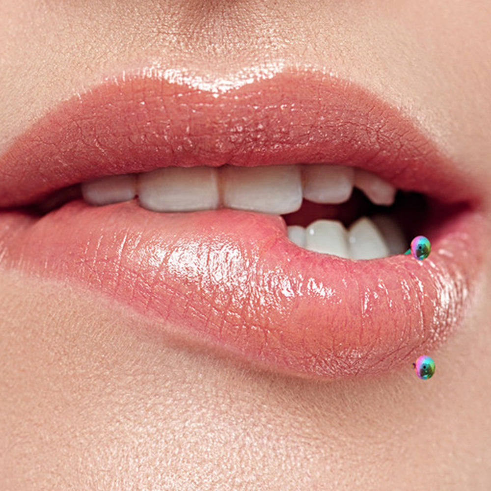Surgical Steel 16 Gauge Rainbow PVD Lippy Loop Labret with Balls - photo 3