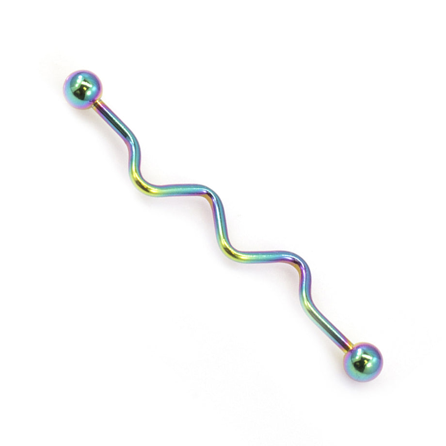 Surgical Steel 14 Gauge Industrial Barbell with Spiral PVD - photo 4