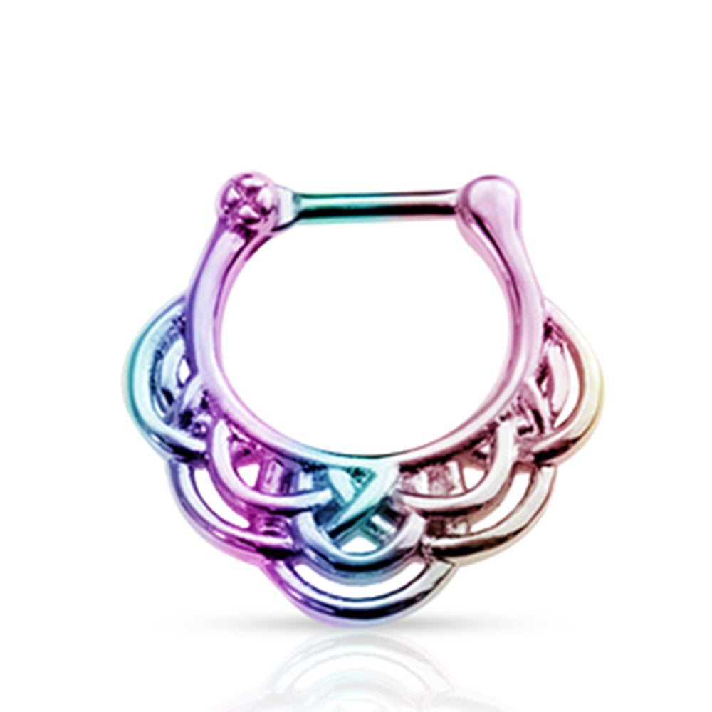 Surgical Steel 16 Gauge Tribal Design Septum Clicker Hoop - 11mm - photo 5
