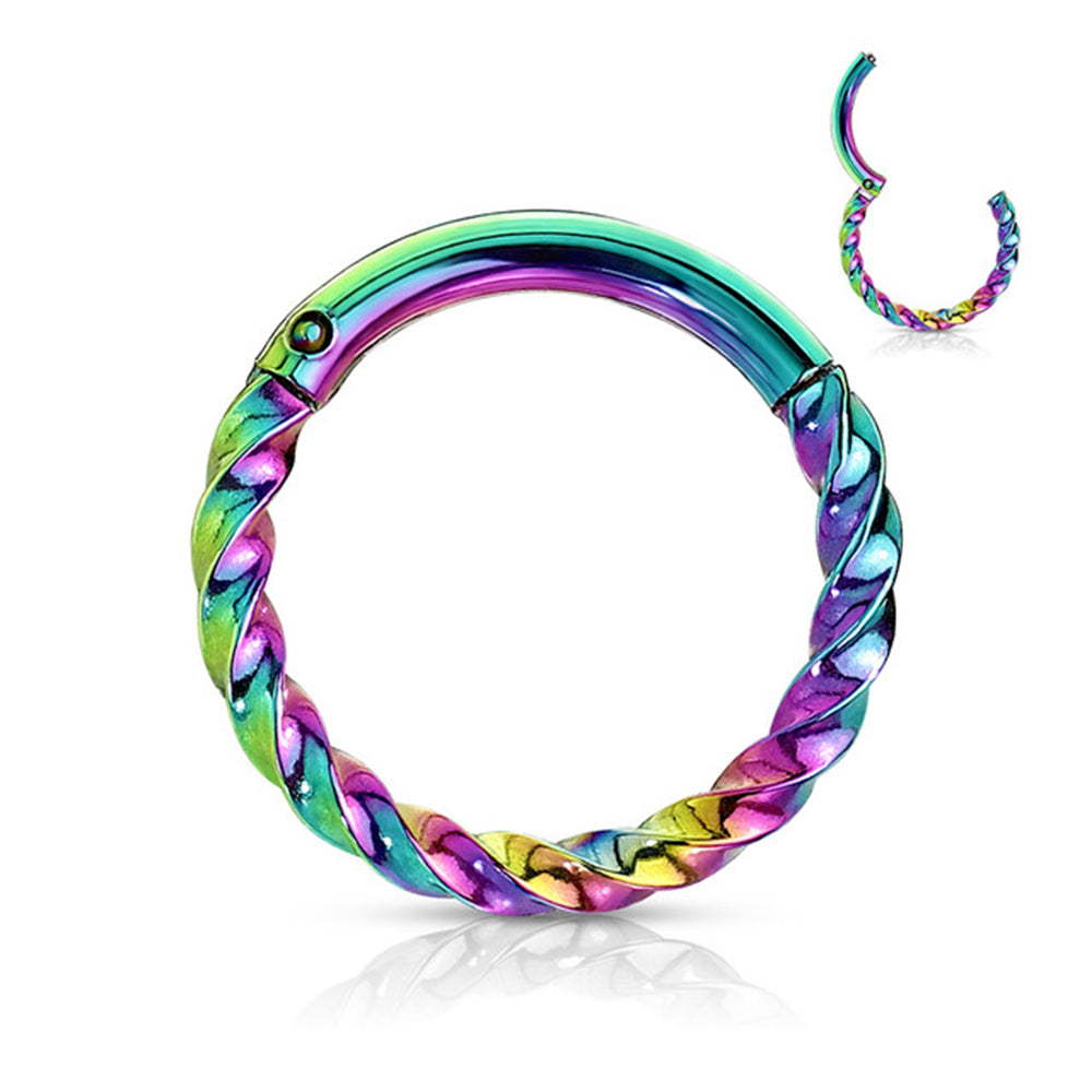 Surgical Steel 16 Gauge Hinged Segment Ring with Twist Rope - photo 6