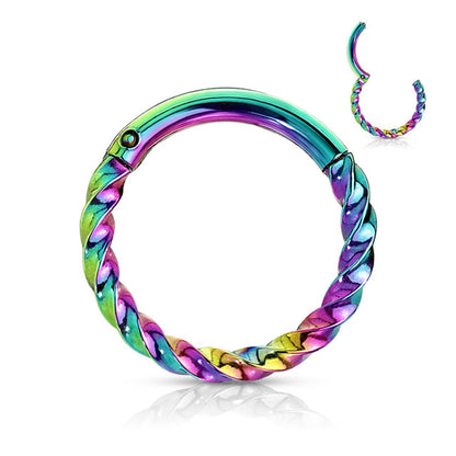 Surgical Steel 16 Gauge Hinged Segment Ring with Twist Rope - photo 6