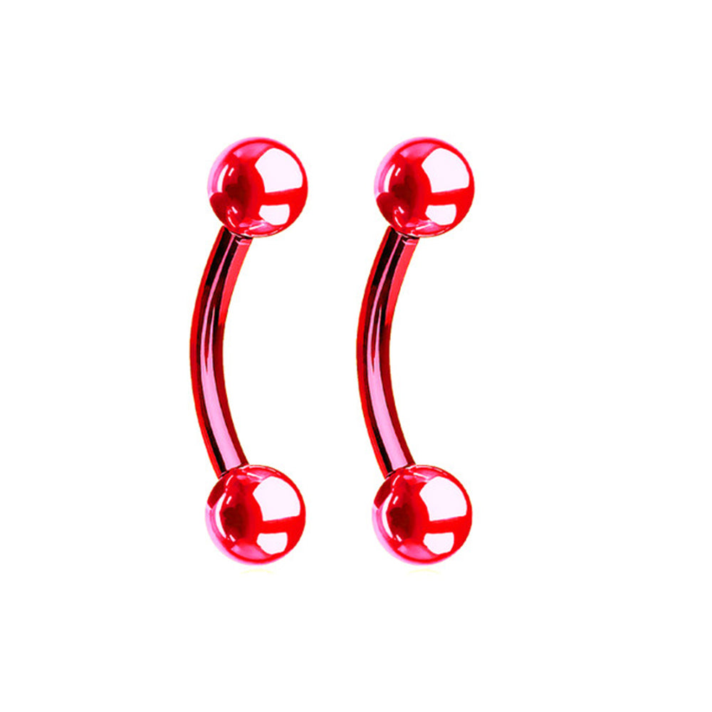 PVD Surgical Steel 16 Gauge Curved Barbells 8mm - Pair
