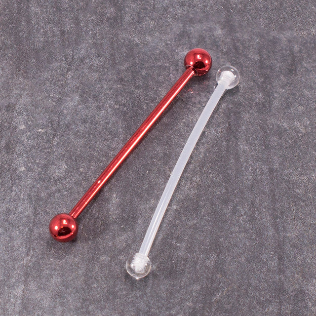 Surgical Steel 14 Gauge Industrial Barbell 38mm with Retainer - Pair