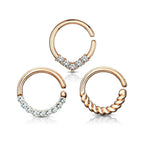 Surgical Steel 16 Gauge Crystal CZ Bendable Hoop Nose Rings - 3 Pack