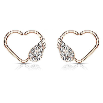 Surgical Steel 16 Gauge CZ Angel Wing Heart Bendable Hoop Ring - photo 7