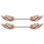 Surgical Steel 14 Gauge Angel Wings Nipple Barbell - Pair