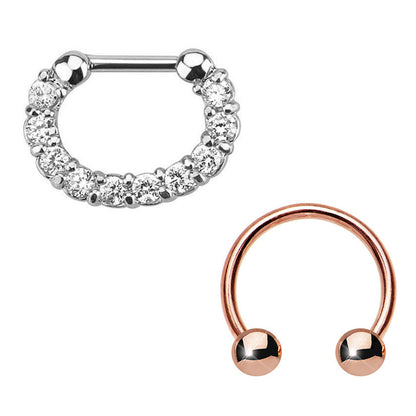 Surgical Steel 16 Gauge PVD Horseshoe Septum Clicker Hoop - 2 Pack - photo 4