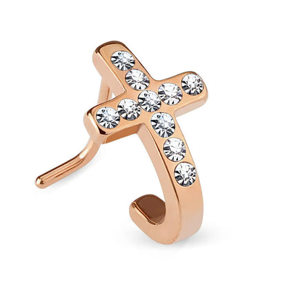 Surgical Steel 20 Gauge L-Shaped Nose Stud with Paved CZ Cross - photo 3