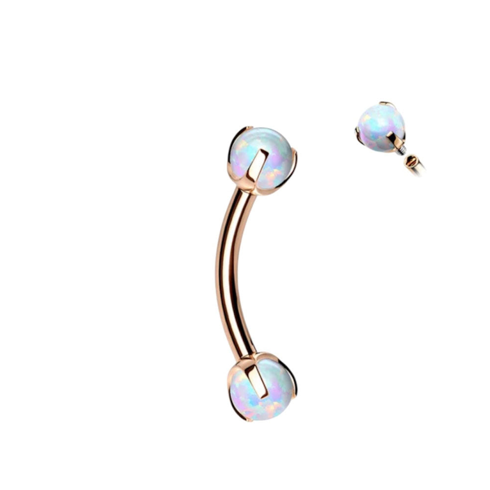 Surgical Steel Curved Barbell 16G 8mm with Dragon Claw Opal - photo 6