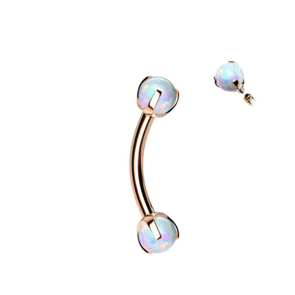 Surgical Steel Curved Barbell 16G 8mm with Dragon Claw Opal - photo 6