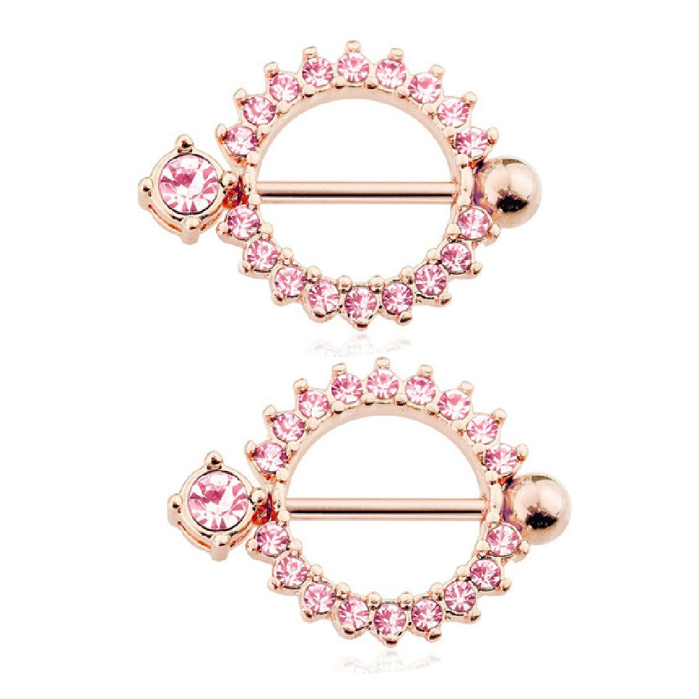 Surgical Steel 14 Gauge Nipple Shield with CZ Circle of Life - Pair - photo 3