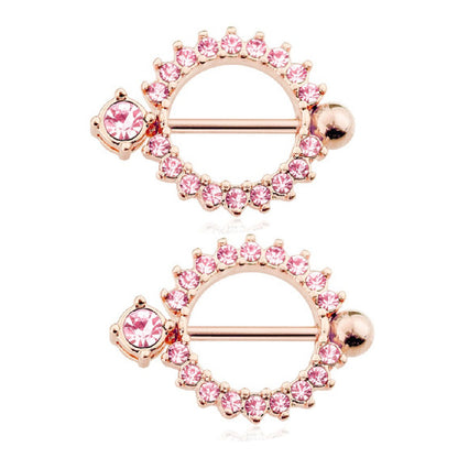 Surgical Steel 14 Gauge Nipple Shield with CZ Circle of Life - Pair - photo 3