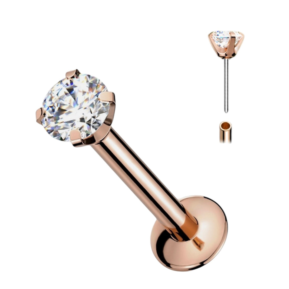 Titanium 20 Gauge Flat Back Labret Stud with CZ End - photo 7