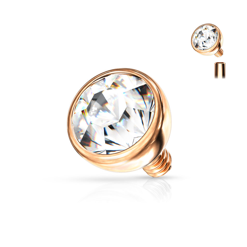Surgical Steel Dermal Anchor Top 16G 3mm & 4mm with Bezel CZ - photo 9