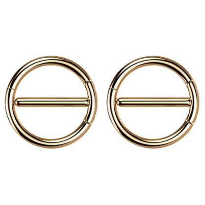 Surgical Steel 14 Gauge Dual Hinged Nipple Shield Ring - Pair - photo 9