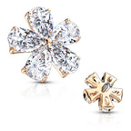 Surgical Steel Prong Set Five Pear CZ Flower Dermal Top
