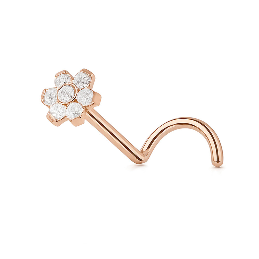 Titanium Flower CZ Nose Stud 18 & 20 Gauge with Threadless Push-In - photo 4
