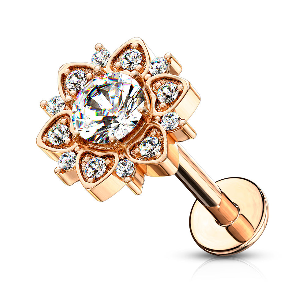Surgical Steel 16 Gauge Labret Stud with CZ Flower Center - photo 6