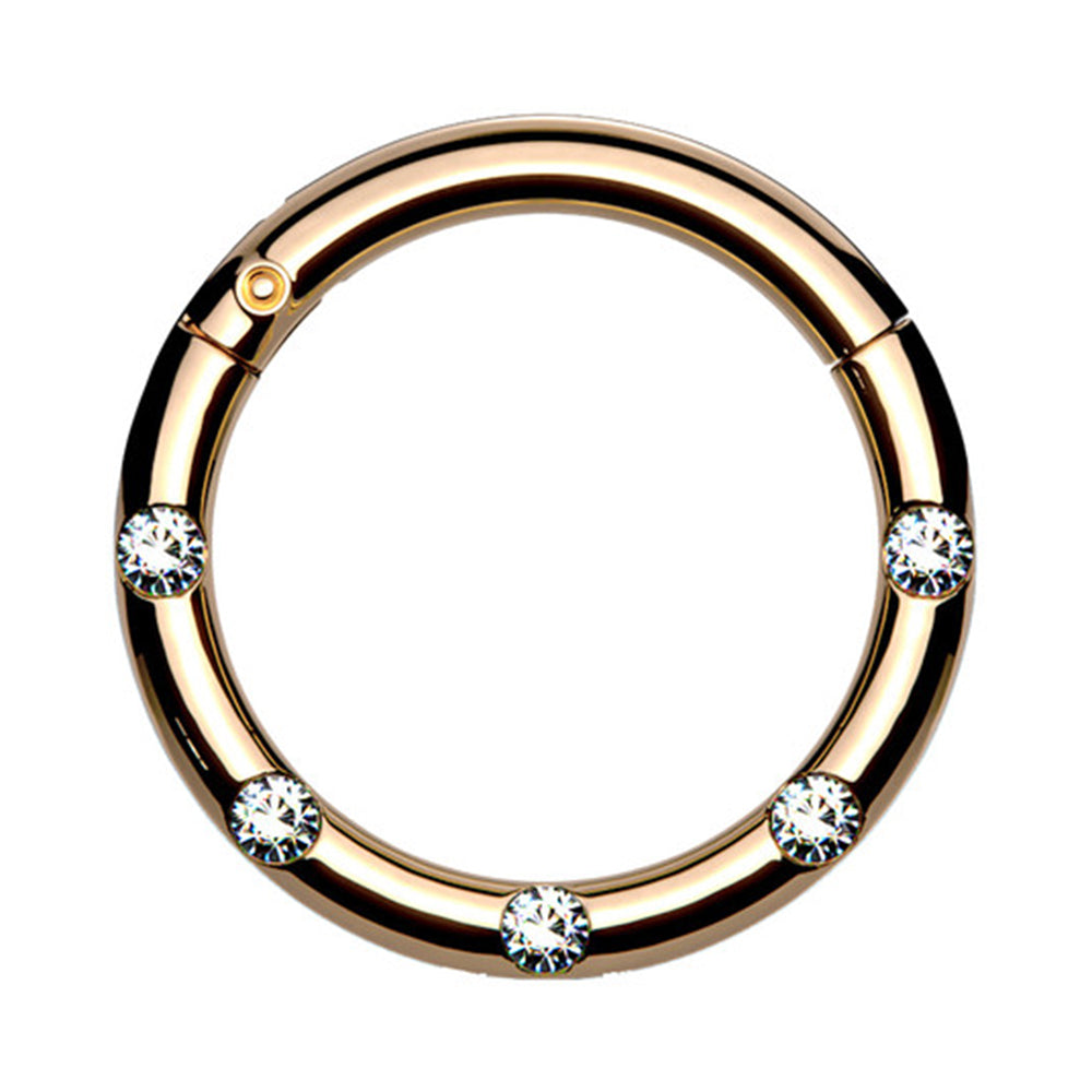 Surgical Steel 16 Gauge Hinged Segment Ring with Front Facing CZ - photo 6