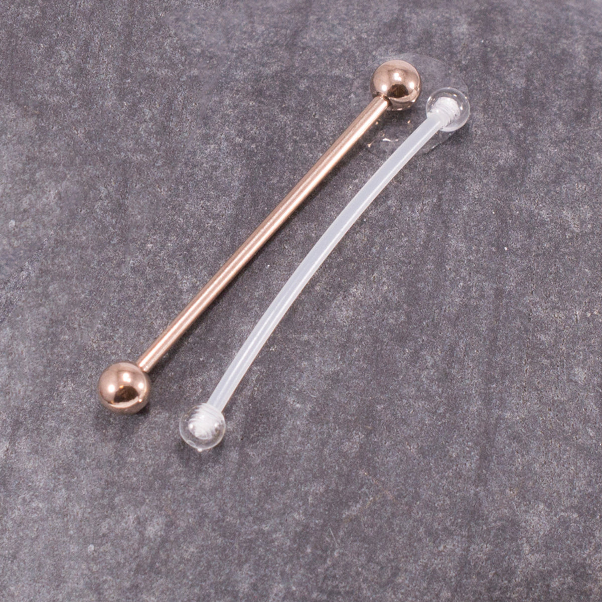 Surgical Steel 14 Gauge Industrial Barbell 38mm with Retainer - Pair