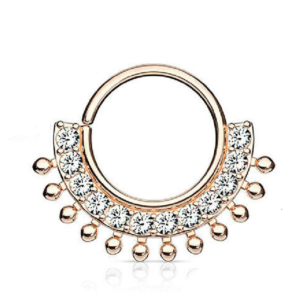 Surgical Steel 16 Gauge Ornate Paved CZ Bendable Hoop Ring - 15mm - photo 5