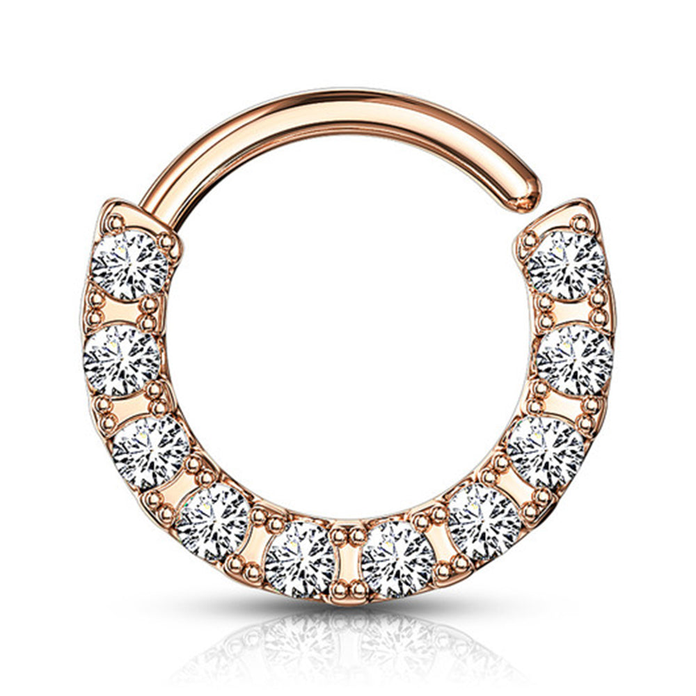 Surgical Steel 16 Gauge Front Facing Paved CZ Bendable Hoop - photo 5
