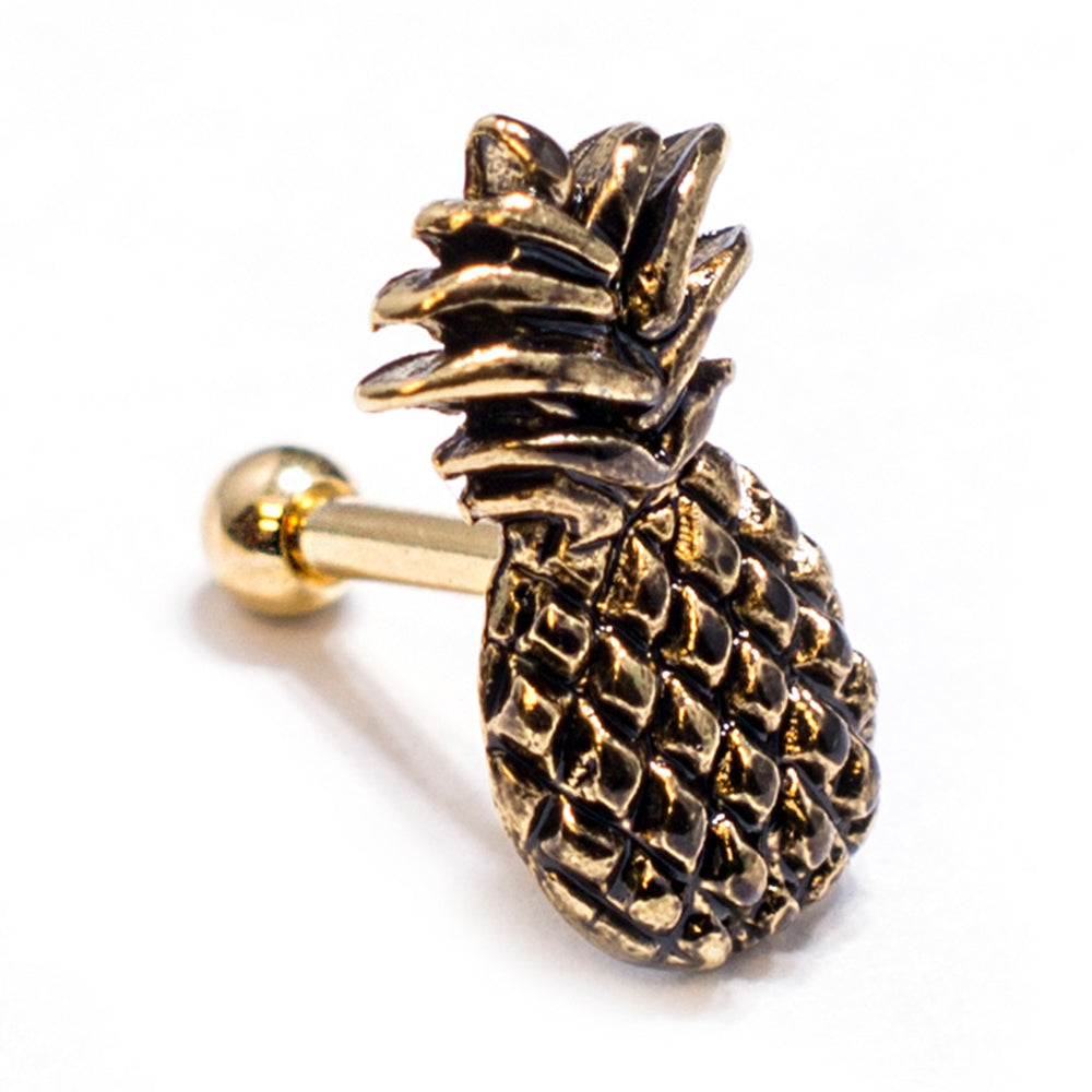 Rose Gold Surgical Steel 16 Gauge Cartilage Barbell Pineapple Top