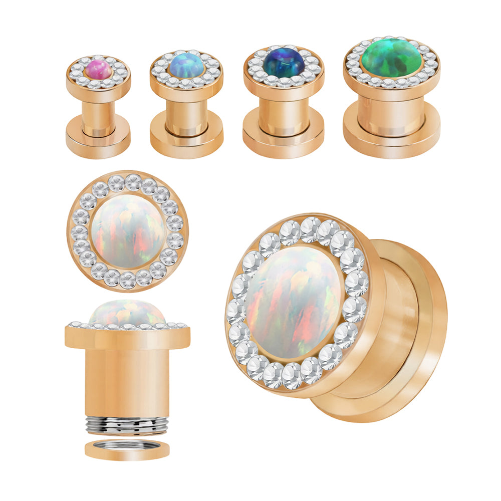 PVD Rose Gold Surgical Steel Screw Fit Tunnels 6 to 0 Gauge - 5 Colors - Pair