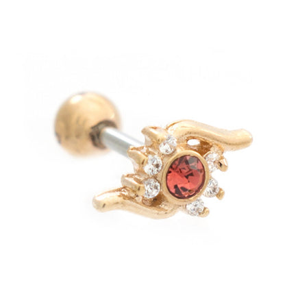 Surgical Steel 16 Gauge Cartilage Barbell with Flame Round CZ - photo 6