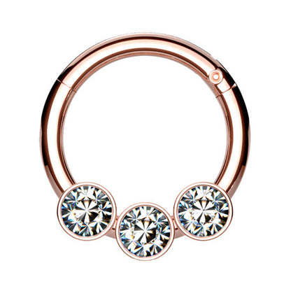 Surgical Steel 16 Gauge Triple CZ Hinged Segment Ring - photo 8