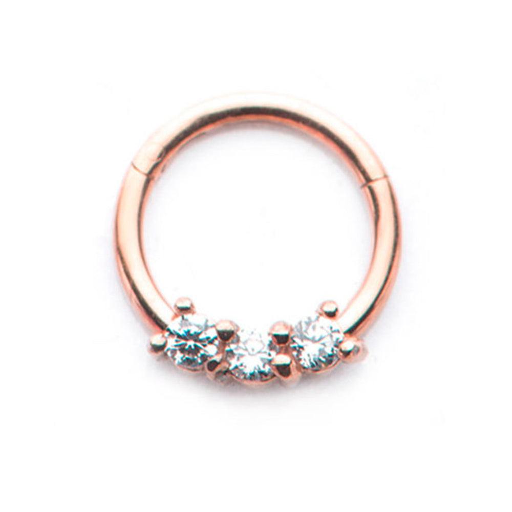 Surgical Steel 16 Gauge Triple CZ Hinged Clicker Segment Ring - 8mm - photo 4