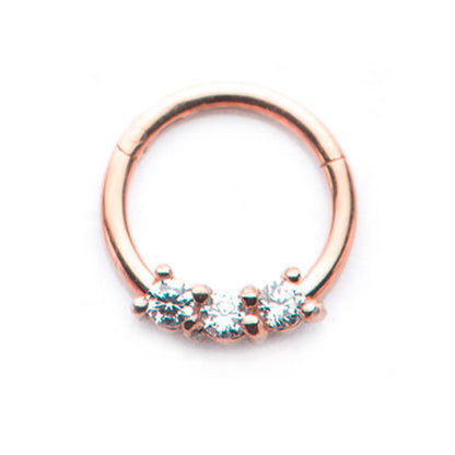 Surgical Steel 16 Gauge Triple CZ Hinged Clicker Segment Ring - 8mm - photo 4