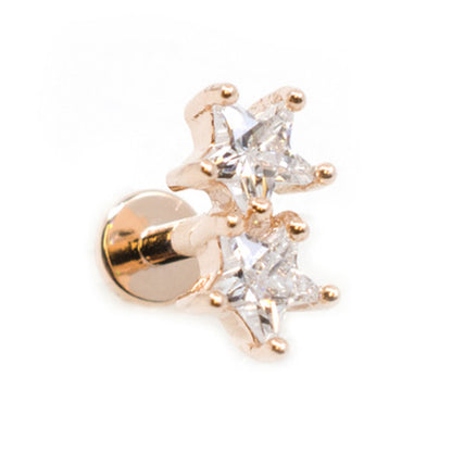 Surgical Steel 16 Gauge Labret Stud with Twin Star CZ - photo 5