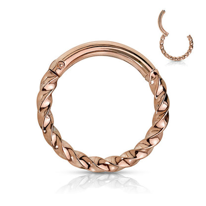 Surgical Steel 16 Gauge Hinged Segment Ring with Twist Rope - photo 7