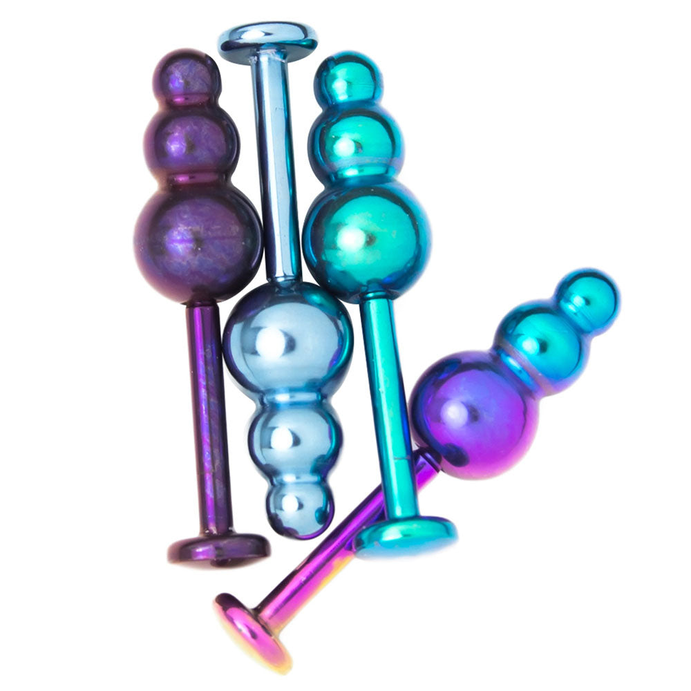Titanium 16 Gauge Flat Back Labret Studs with Bead Top - 4 Pack